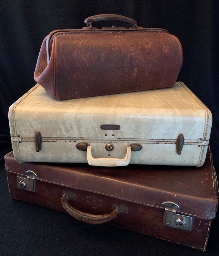 A pile of suitcases