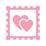 A stamp icon with pink hearts