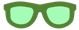 Green-rimmed sunglasses with green-tinged lenses